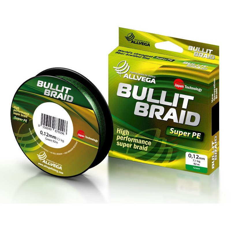 Шнур плетёный ALLVEGA Bullit Braid Dark Green/0,28мм/21,3кг/135м Шнур плетёный ALLVEGA Bullit Braid Dark Green/0,28мм/21,3кг/135м